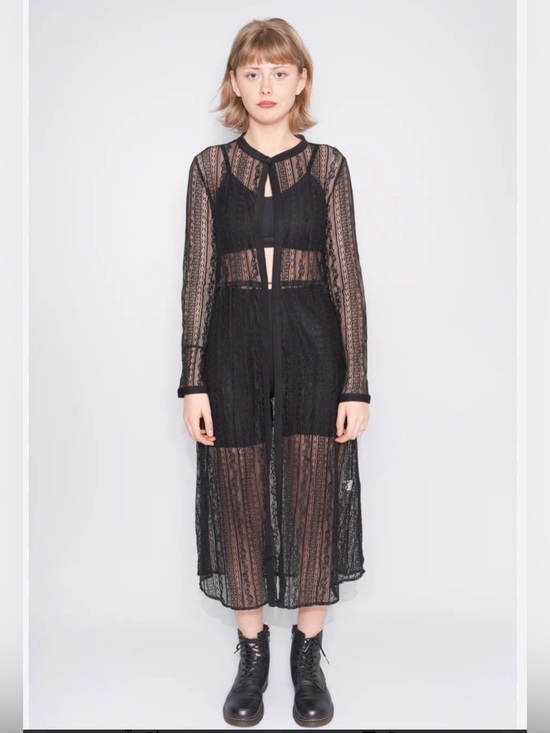 Alberto Makali Other - Alberto Makali Sheer Mesh Lace Duster Black NWT